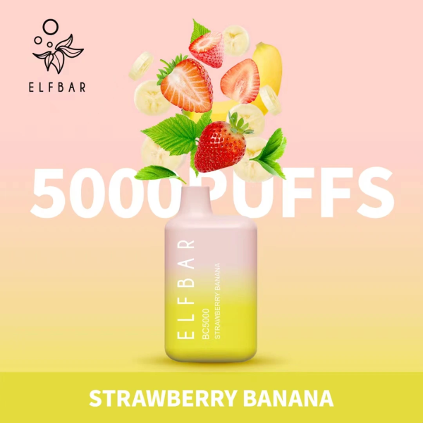 ELF Bar BC5000 Puffs Disposable Pod Device(STRAWBERRY BANANA)