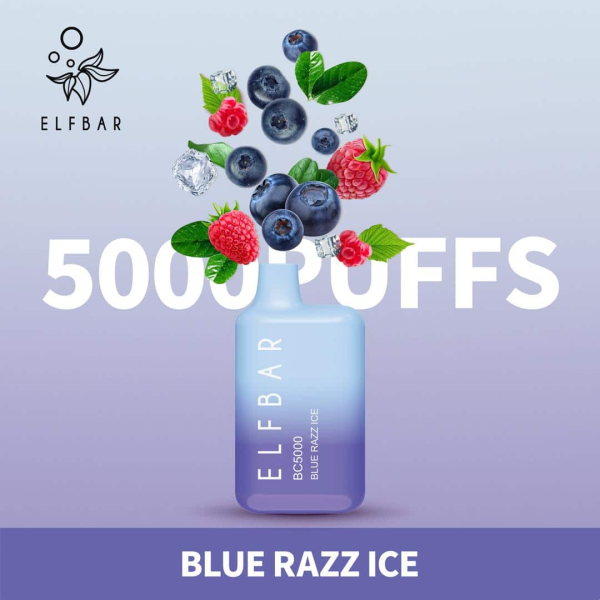 ELF Bar BC5000 Puffs Disposable Pod Device(BLUE RAZZ ICE)